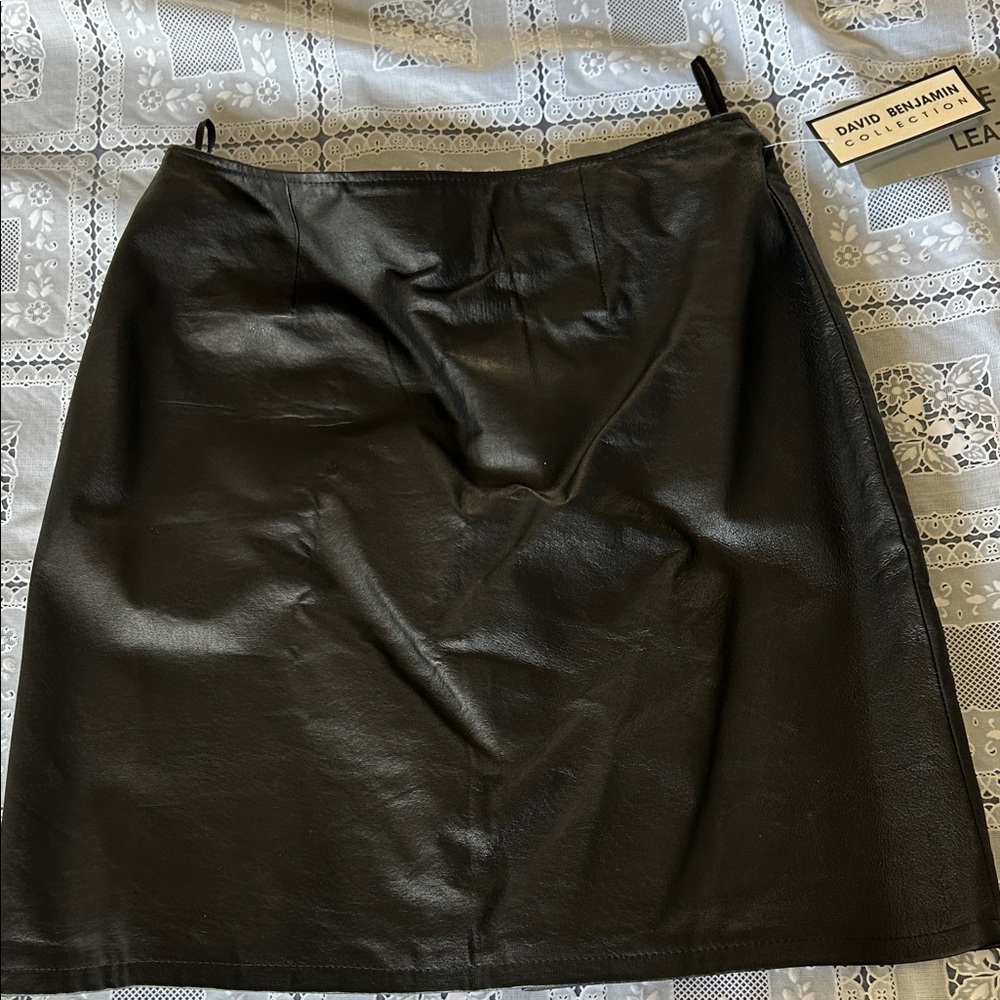 Women's Black Leather Pencil Skirt SIZE 14